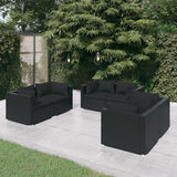 vidaXL 4-delige Loungeset met kussens poly rattan zwart