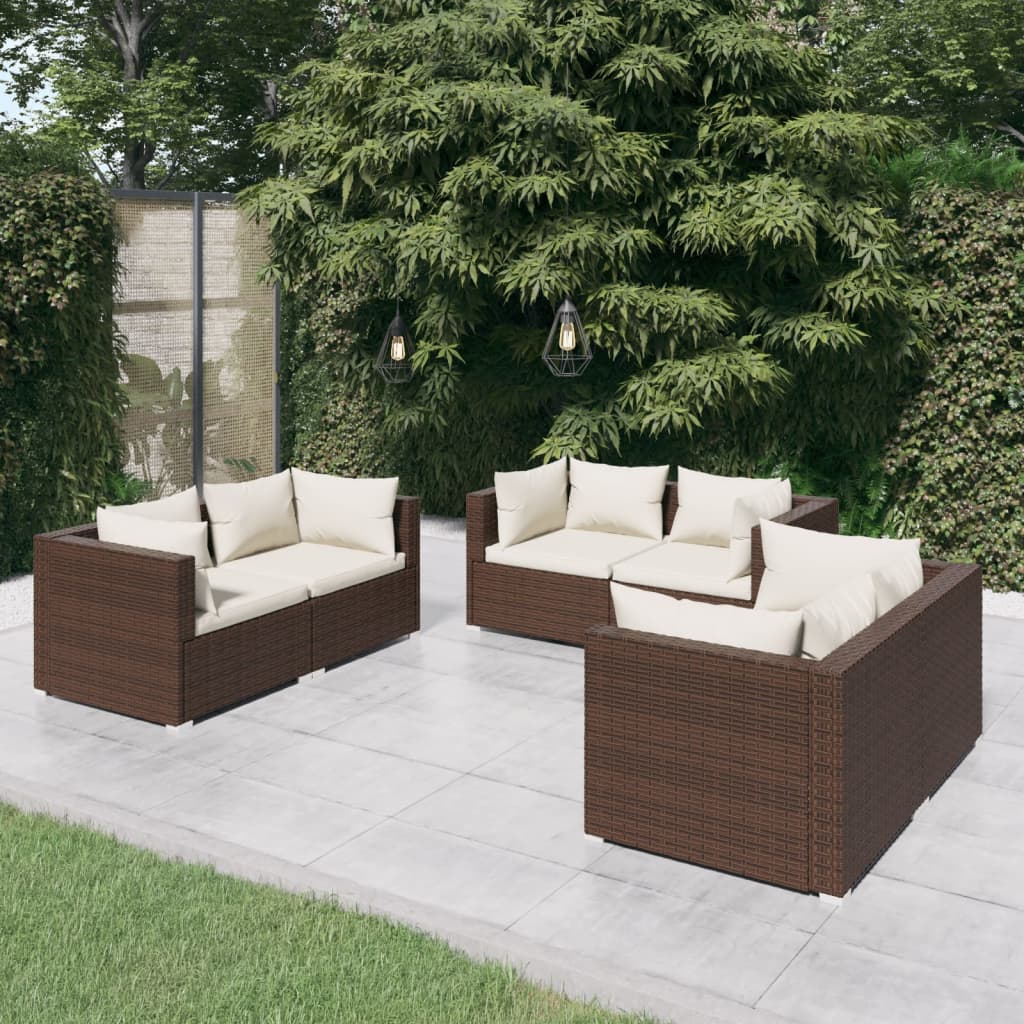 vidaXL 4-delige Loungeset met kussens poly rattan zwart