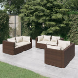 vidaXL 4-delige Loungeset met kussens poly rattan zwart