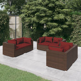 vidaXL 4-delige Loungeset met kussens poly rattan zwart