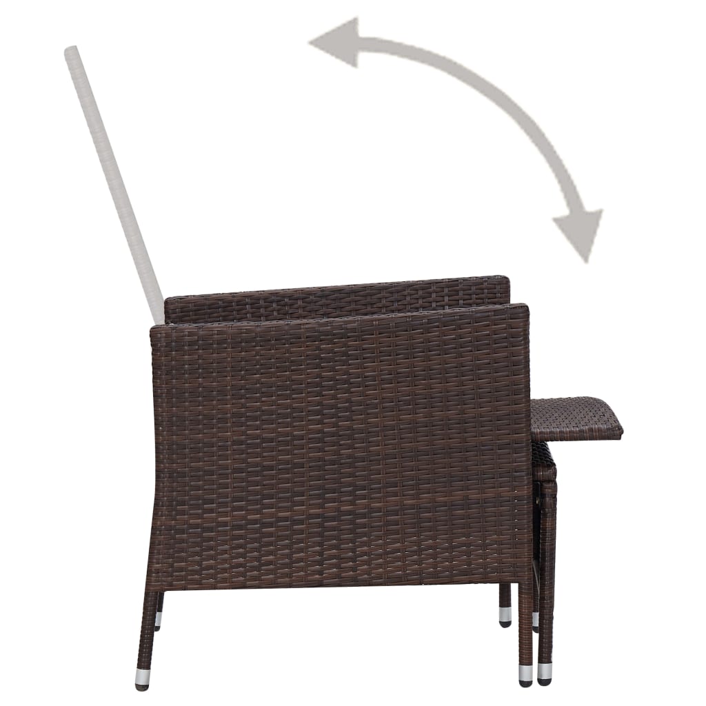 vidaXL 2-delige Loungeset met kussens poly rattan zwart