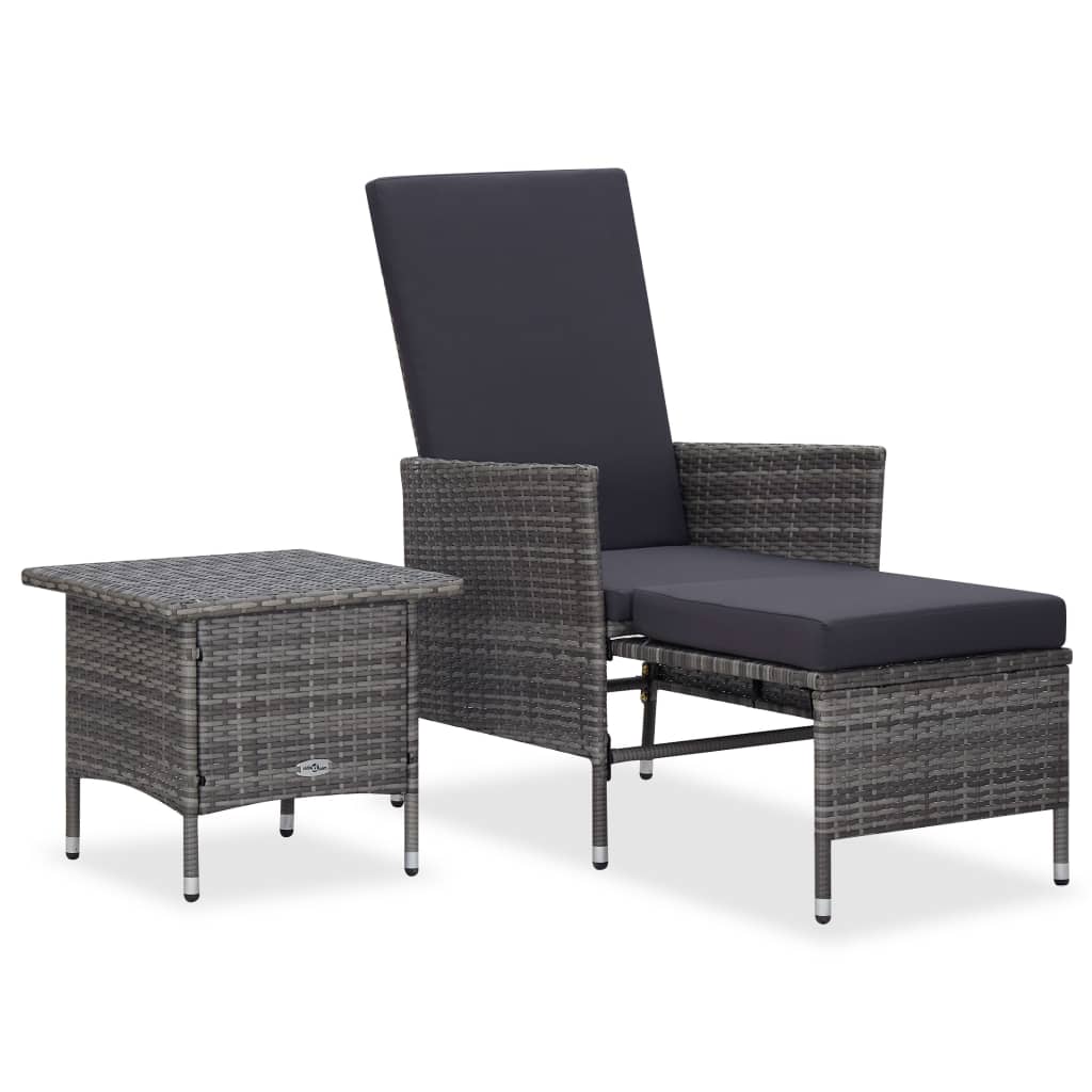 vidaXL 2-delige Loungeset met kussens poly rattan zwart