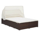 vidaXL Lit avec coussin 2 personnes poly rotin marron