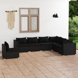 vidaXL Ensemble de salon 5 personnes avec coussins en poly rotin noir