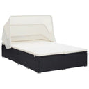vidaXL Lit avec coussin 2 personnes poly rotin marron