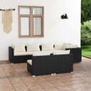 vidaXL 7-delige Loungeset met kussens poly rattan zwart