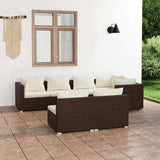 vidaXL 7-delige Loungeset met kussens poly rattan zwart