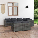 vidaXL 7-delige Loungeset met kussens poly rattan zwart