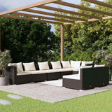 vidaXL 7-delige Loungeset met kussens poly rattan zwart