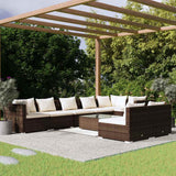 vidaXL 7-delige Loungeset met kussens poly rattan zwart