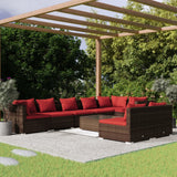 vidaXL 7-delige Loungeset met kussens poly rattan zwart