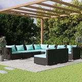 vidaXL 7-delige Loungeset met kussens poly rattan zwart