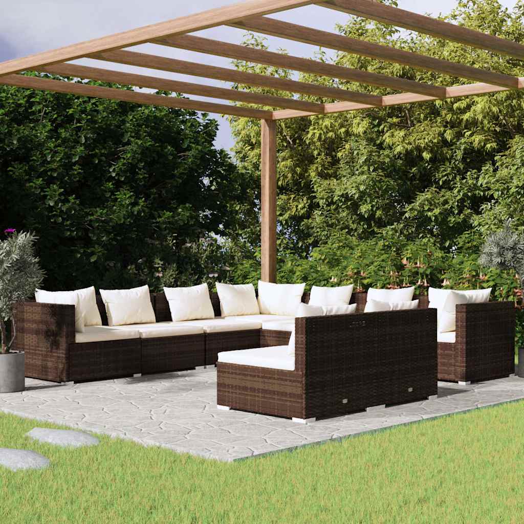 vidaXL 7-delige Loungeset met kussens poly rattan zwart
