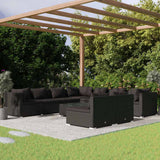 vidaXL 7-delige Loungeset met kussens poly rattan zwart