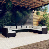 vidaXL 7-delige Loungeset met kussens poly rattan zwart