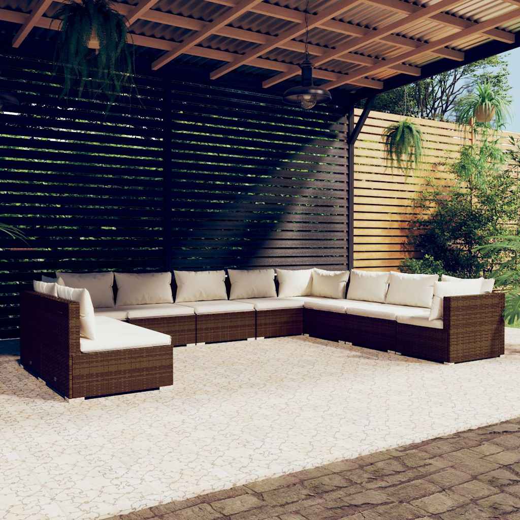 vidaXL 7-delige Loungeset met kussens poly rattan zwart