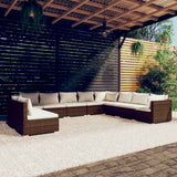 vidaXL 7-delige Loungeset met kussens poly rattan zwart