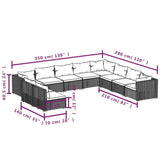 vidaXL 7-delige Loungeset met kussens poly rattan zwart