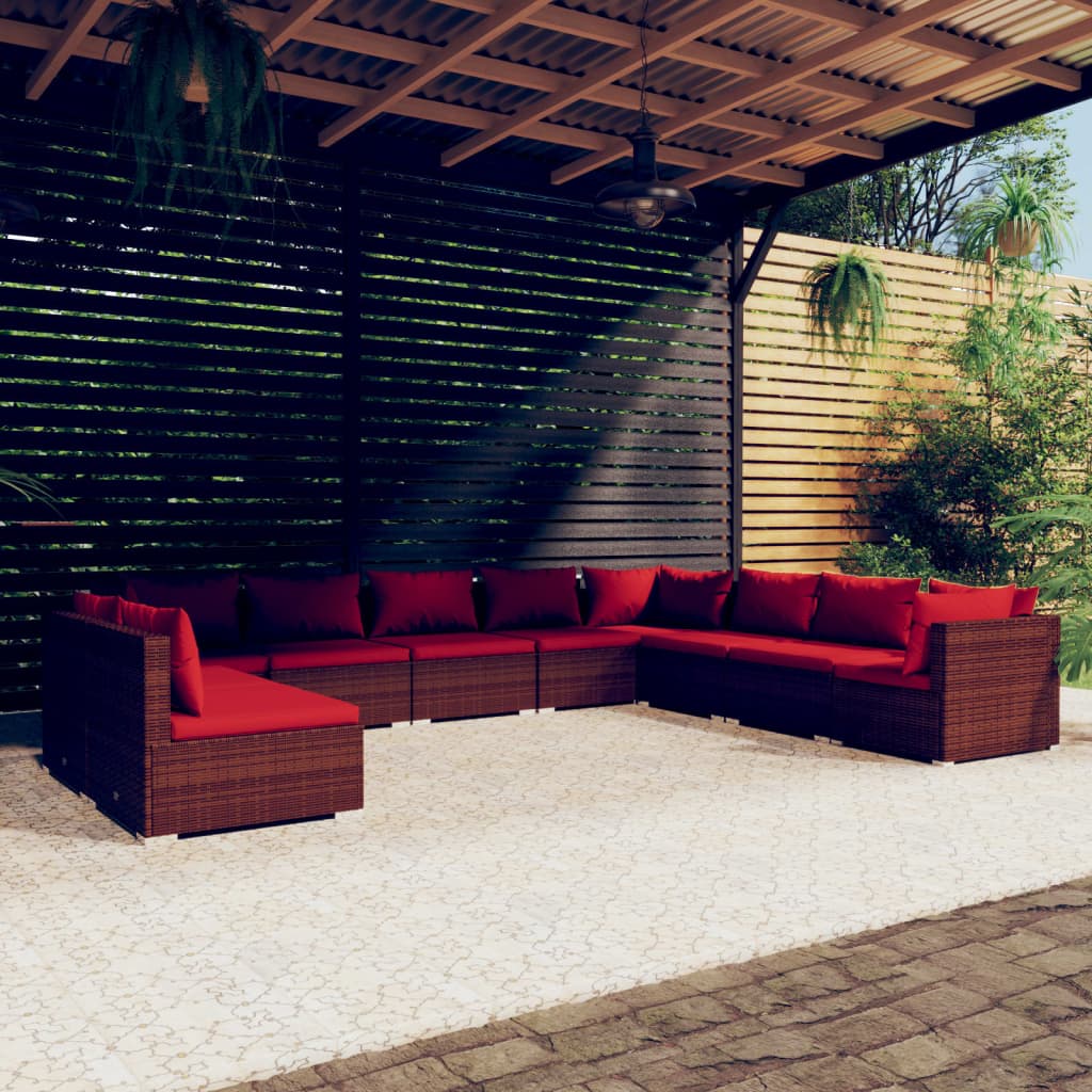 vidaXL 7-delige Loungeset met kussens poly rattan zwart