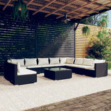 vidaXL 7-delige Loungeset met kussens poly rattan zwart