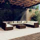 vidaXL 7-delige Loungeset met kussens poly rattan zwart