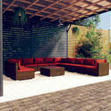 vidaXL 7-delige Loungeset met kussens poly rattan zwart