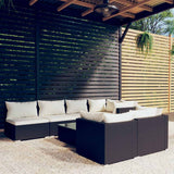 vidaXL 7-delige Loungeset met kussens poly rattan zwart
