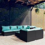vidaXL 7-delige Loungeset met kussens poly rattan zwart