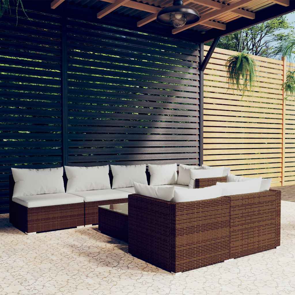 vidaXL 7-delige Loungeset met kussens poly rattan zwart