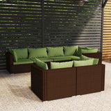 vidaXL 7-delige Loungeset met kussens poly rattan zwart