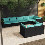 vidaXL 7-delige Loungeset met kussens poly rattan zwart