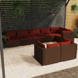 vidaXL 7-delige Loungeset met kussens poly rattan zwart