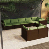 vidaXL 7-delige Loungeset met kussens poly rattan zwart