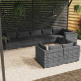 vidaXL 7-delige Loungeset met kussens poly rattan zwart