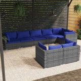 vidaXL 7-delige Loungeset met kussens poly rattan zwart