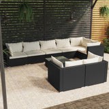 vidaXL 7-delige Loungeset met kussens poly rattan zwart