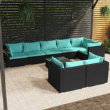 vidaXL 7-delige Loungeset met kussens poly rattan zwart