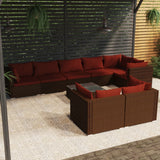 vidaXL 7-delige Loungeset met kussens poly rattan zwart