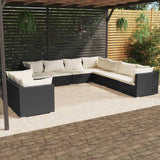 vidaXL 7-delige Loungeset met kussens poly rattan zwart