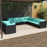 vidaXL 7-delige Loungeset met kussens poly rattan zwart