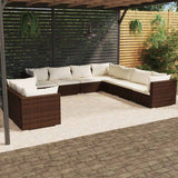 vidaXL 7-delige Loungeset met kussens poly rattan zwart