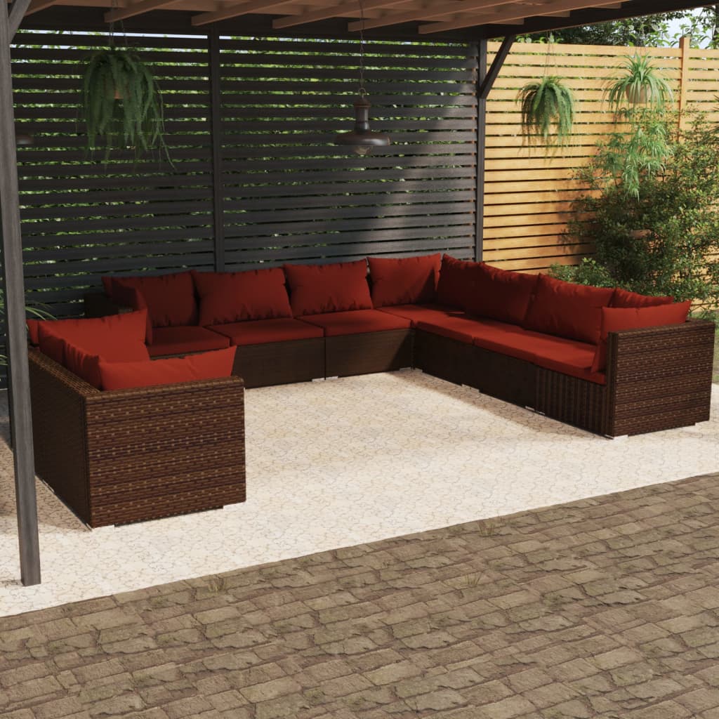vidaXL 7-delige Loungeset met kussens poly rattan zwart