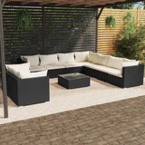 vidaXL 7-delige Loungeset met kussens poly rattan zwart