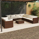 vidaXL 7-delige Loungeset met kussens poly rattan zwart