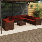 vidaXL 7-delige Loungeset met kussens poly rattan zwart