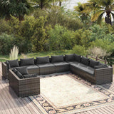 vidaXL 7-delige Loungeset met kussens poly rattan zwart