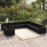 vidaXL 7-delige Loungeset met kussens poly rattan zwart