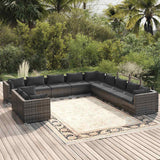vidaXL 7-delige Loungeset met kussens poly rattan zwart