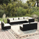 vidaXL 8-delige Loungeset met kussens poly rattan zwart
