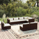 vidaXL 8-delige Loungeset met kussens poly rattan zwart